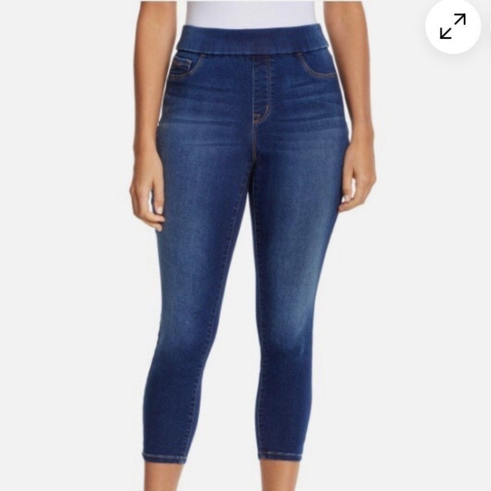Nine West Heidi Pull-On Crop Stretch Jeans Womens 16 Dark Blue PreLoved‎
